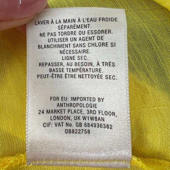ANTHROPOLOGIE MAEVE Verona Yellow Tied Sleeve V-Neckline Top Blouse Size XS - Picture 10 of 10